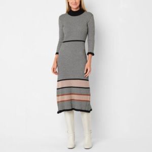 Lane Bryant 18/20  3/4 sleeves NWT black/white hounds tooth midi length sweater